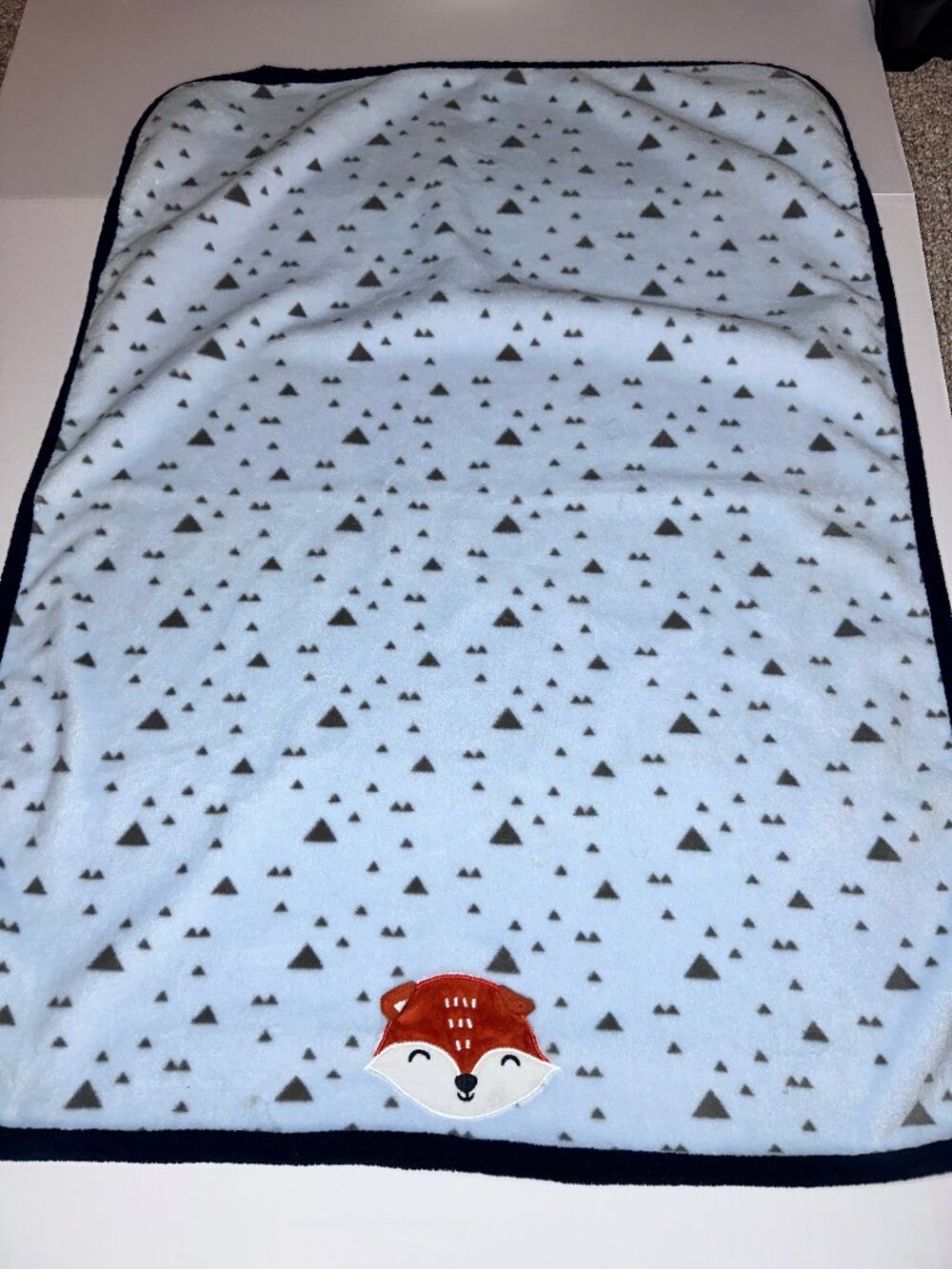 Parent's Choice Walmart Blue Fox Gray Triangles Fleece Baby Blanket Lovey